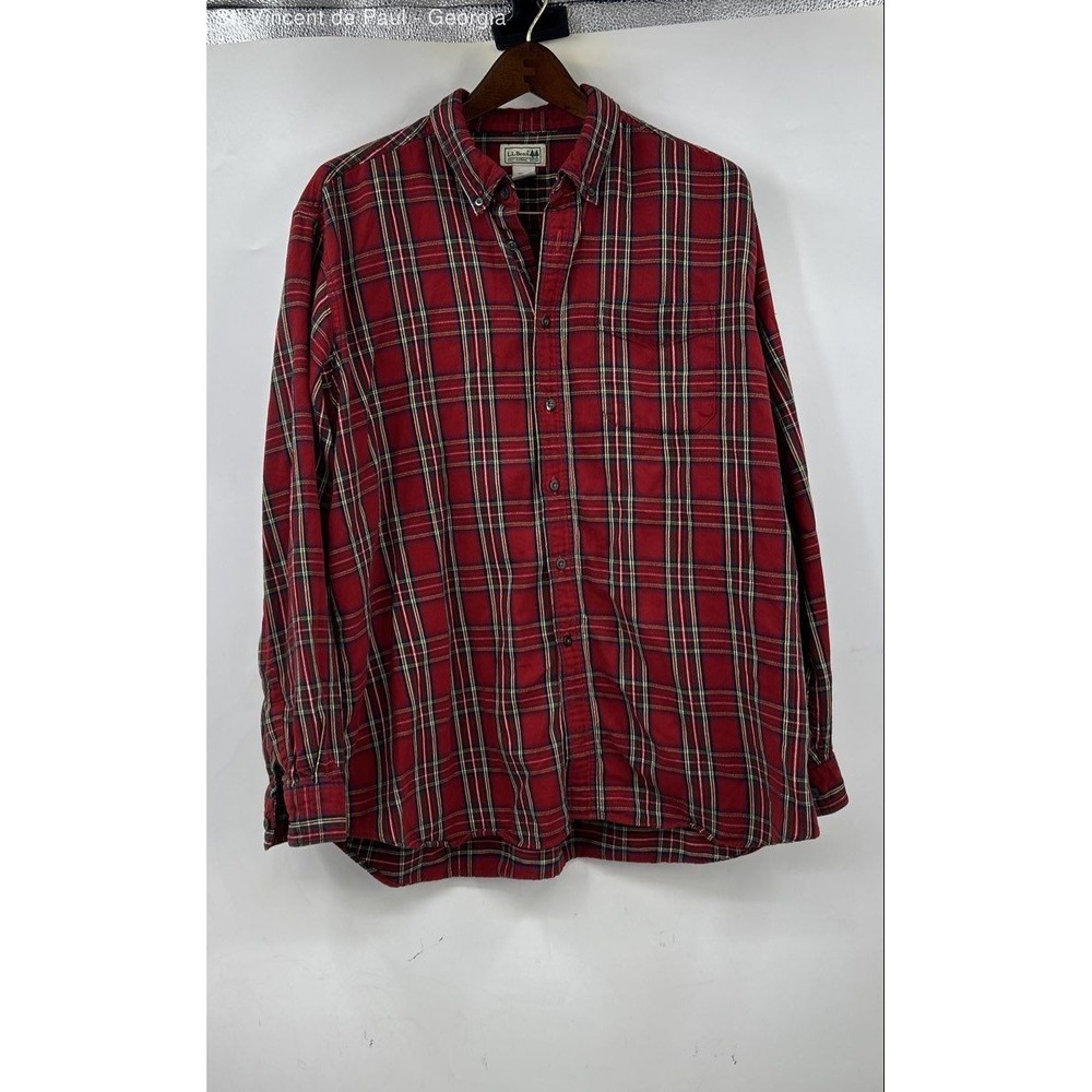 L.L. Bean Long Sleeve Flannel Shirt Men's XL Red Black